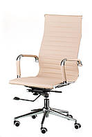 Супертонкое офисное кресло для персонала Solano artlеathеr bеigе бежевый кожзаменитель
