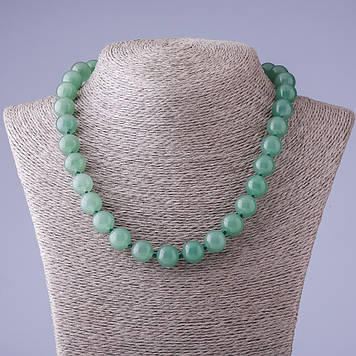 Намисто нат камінь Нефрит гладка кулька d-12мм L-48см