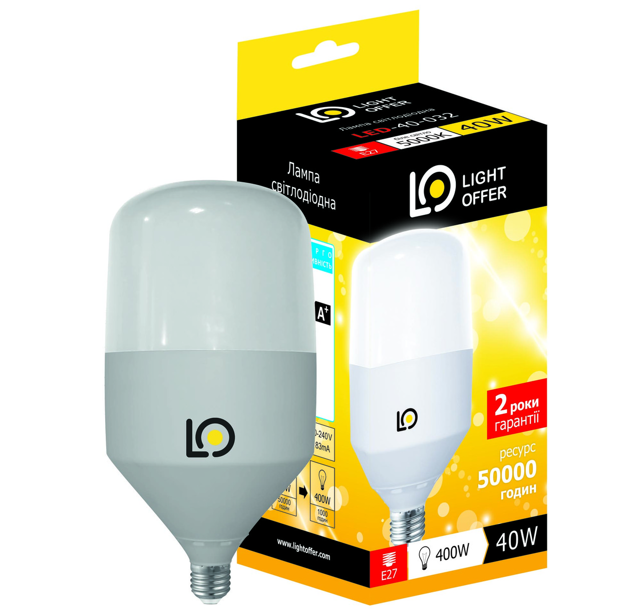 Светодиодная лампа Light Offer LED H115 40W E27 5000K 4300Lm (LЕD - 40 - 032) - фото 2 - id-p586545898