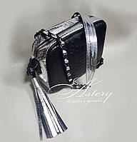 Женская серебристая сумочка STELLA из питона на цепочке