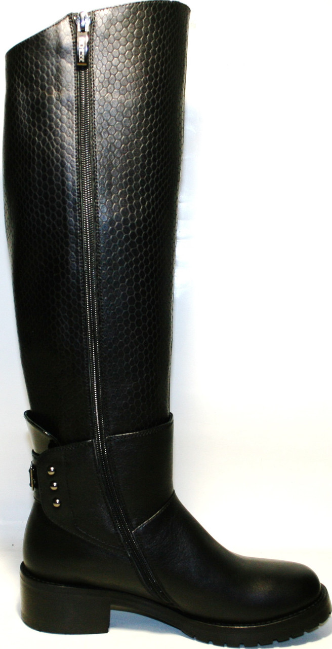 Женские зимние сапоги кожаные на низком каблуке европейки, черные Richesse 36-й размер - фото 7 - id-p618240794