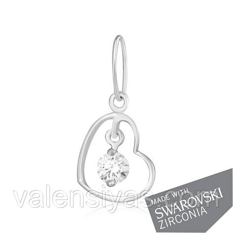 Срібний підвіс сердечко з цирконієм SWAROVSKI ZIRCONIA П2С/002, фото 2