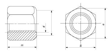 Схема габаритних розмірів високою гайки DIN 6330