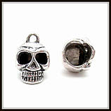 Метал. підвіска "череп" срібло (2,1х1,3 см) 2 шт. в уп., фото 2