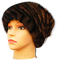 Зимова жіноча хутрова шапка норкова, Брітні (тигр), фото 2