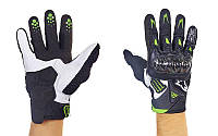 Мотоперчатки шкіряні із закритими пальцями та протектором Alpinestars (р-р M-XL, чорний-білий)