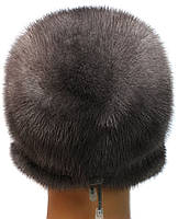 Жіноча хутряна норкова кепка, Жокейка класика (сіра), фото 2