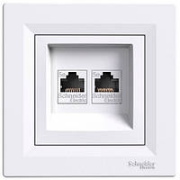 Розетка Schneider-Electric Asfora компьютерная двойная RJ45 кат.5е UTP белая EPH4400121