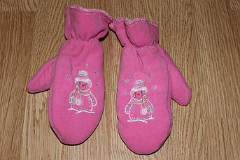 Дитячі рожеві рукавиці на махрі Рожеві 6-8 років