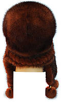 Жіноча хутряна шапка вушка з нірки, Зимушка в'язане вухо (теракот), фото 3