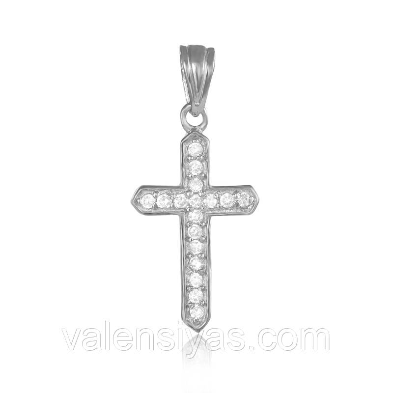 Срібний хрестик із камінням декоративний П2Ф/426