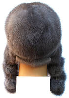 Жіноча хутрова шапка вушанка з норки, Зимонька Виноград (сіро-блакитний), фото 3