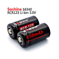 Акумулятор Soshine CR123A (16340/17335/RCR123) Li-Ion 650 mAh 3V, фото 1
