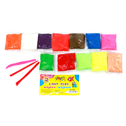 Маса для ліплення суперлегка Kidis 7396 (12 цв * 15 гр + стеки, в пакеті)