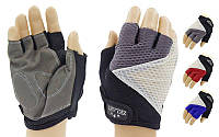 Перчатки для фитнеса Zelart (PVC, PL, р-р S-L, открытые пальцы, синий, красный, серый)