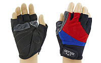 Перчатки для фитнеса Zelart (PVC, PL, р-р S-L, открытые пальцы, синий, красный, серый)