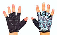 Перчатки спортивные SCOYCO (PL, PVC, лайкра, открытые пальцы, р-р S-XXL, черный-голубой)