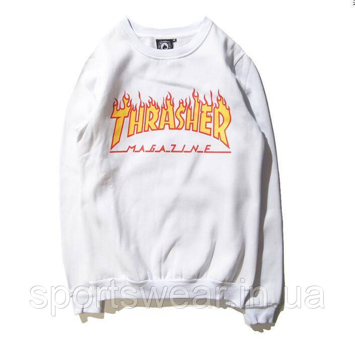 Світшот чоловічий Thrasher Magazine Біла Кофта Thrasher Magazine "" В стилі Thrasher ""