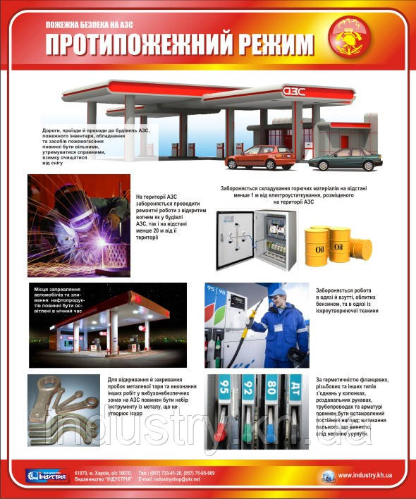 Стенд. Пожежна безпека на АЗС. Протипожежний режим. 0,5х0,6. Пластик