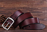 Ремінь чоловічий шкіряний класичний DINISITON модель А (коричневий), фото 3