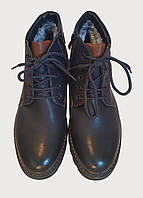 Ботинки чоловічі зимові шнурування хутро навбивної еко-кожа чорні