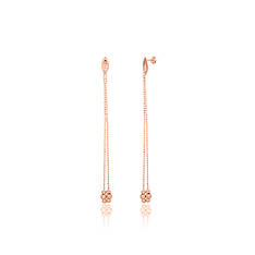 Срібні сережки-цвяшки з довгими підвісками та позолотою 8822А