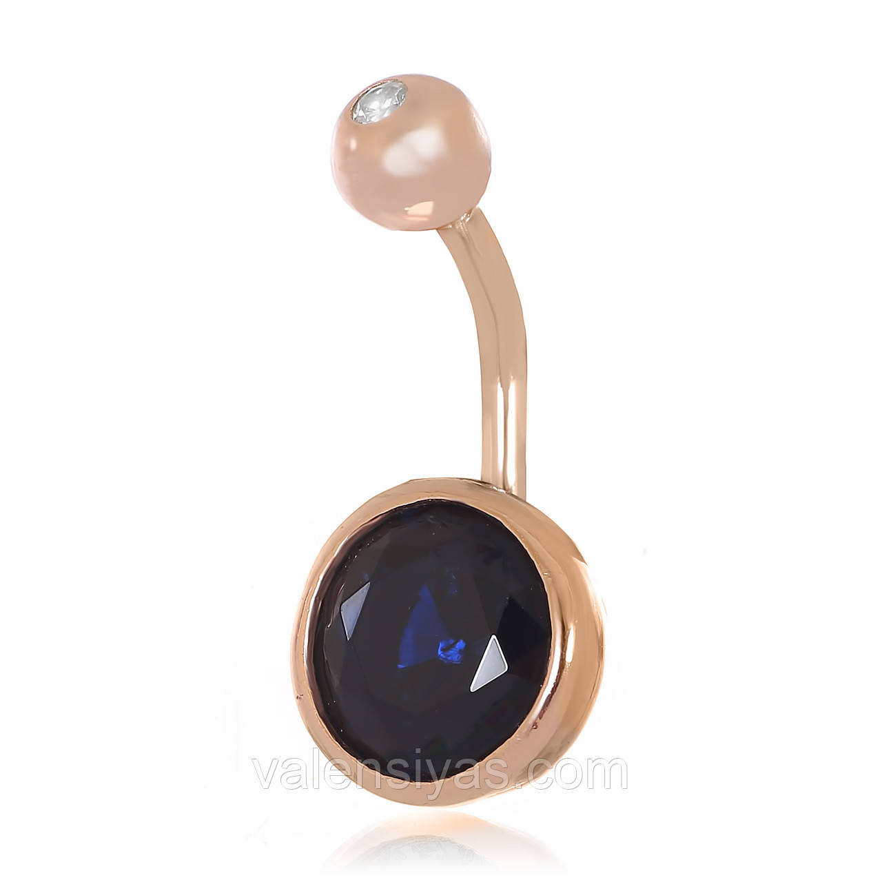 Срібний пірсинг у позолоті із синім фіанітом ПР3ФС/020