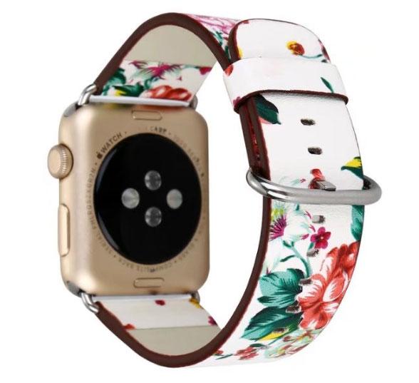 Шкіряний ремінець Primo White Flower для Apple Watch 38mm / 40mm / 41mm розмір S