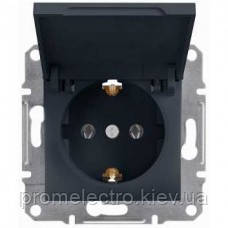 Розетка Schneider-Electric Asfora Plus з кришкою, заземленням антрацит EPH3100171