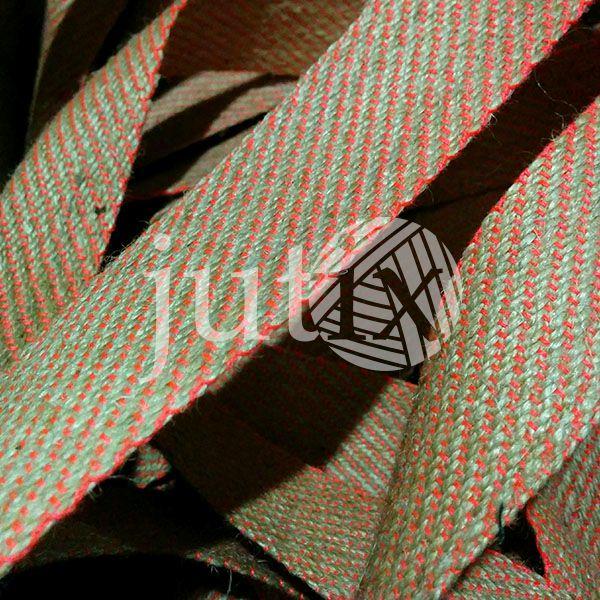 Декоративна стрічка (джутова), 36 мм, S-візерунок. Рожевий