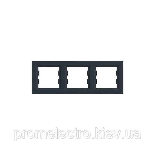 Рамка Schneider-Electric Asfora Plus 3-постова горизонтальна антрацит EPH5800371