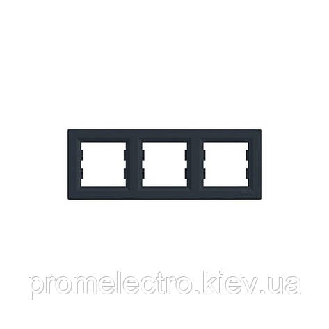 Рамка Schneider-Electric Asfora Plus 3-постова горизонтальна антрацит EPH5800371, фото 1