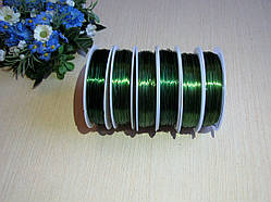 Дріт для бісеру. Колір зелений. Діаметр 0.4 мм. 50 м.