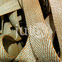 Декоративная лента (джутовая), 36 мм, V-узор. Оранжевый