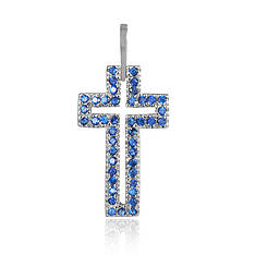 Срібний хрестик із синіми каменями П2ФС/071