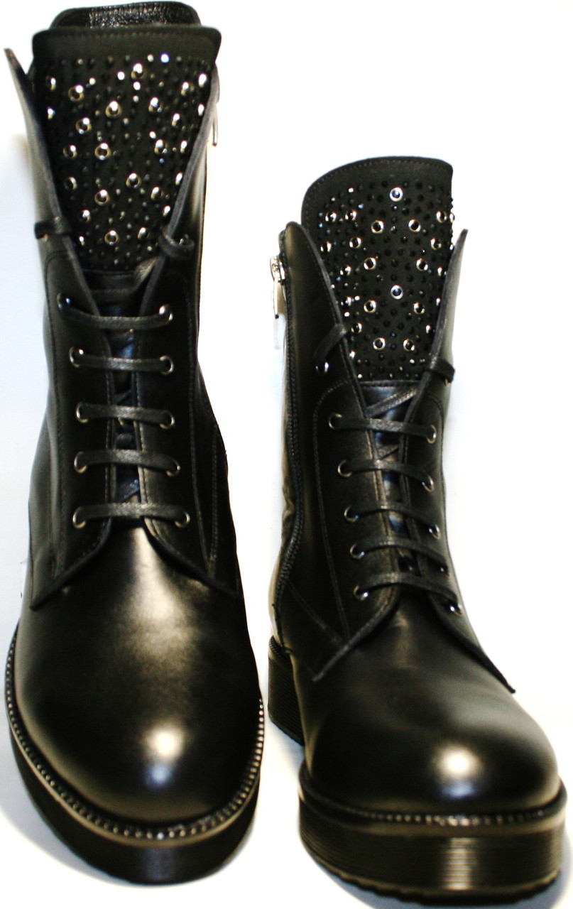 Ttucino обувь ботинки женские зима на шнуровке кожаные с мехом на низком каблуке Tucino - фото 1 - id-p618924717