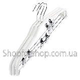 Вішалка (плечики) метал у білому силіконі з прищіпками, 40.5 см, фото 2