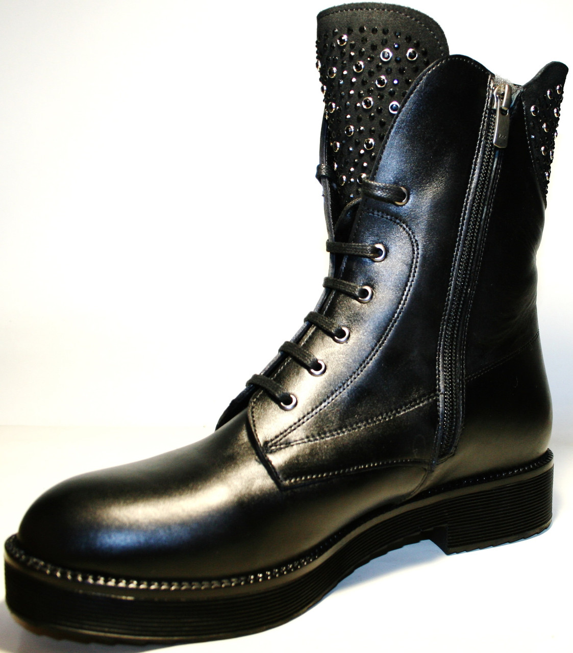 Ttucino обувь ботинки женские зима на шнуровке кожаные с мехом на низком каблуке Tucino - фото 7 - id-p618924717