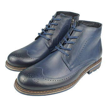 Чоловіче зимове шкіряне  взуття Tapi A-2278 Granatow синього кольору