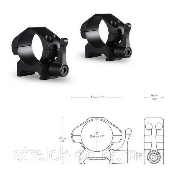 Hawke Кольца Precision Fast Release 1"/Weaver/Low