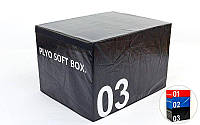 Бокс плиометрический мягкий (1шт) SOFT PLYOMETRIC BOXES (EPE, PVC, р-р 70х70х60см, черный)