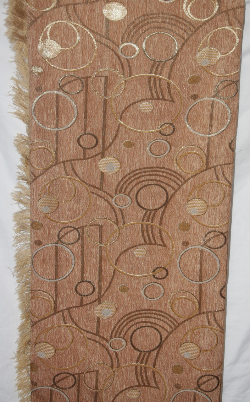 Двоспальний комплект гобеленових покривал на диван і крісла Кола пісочний з коричневим