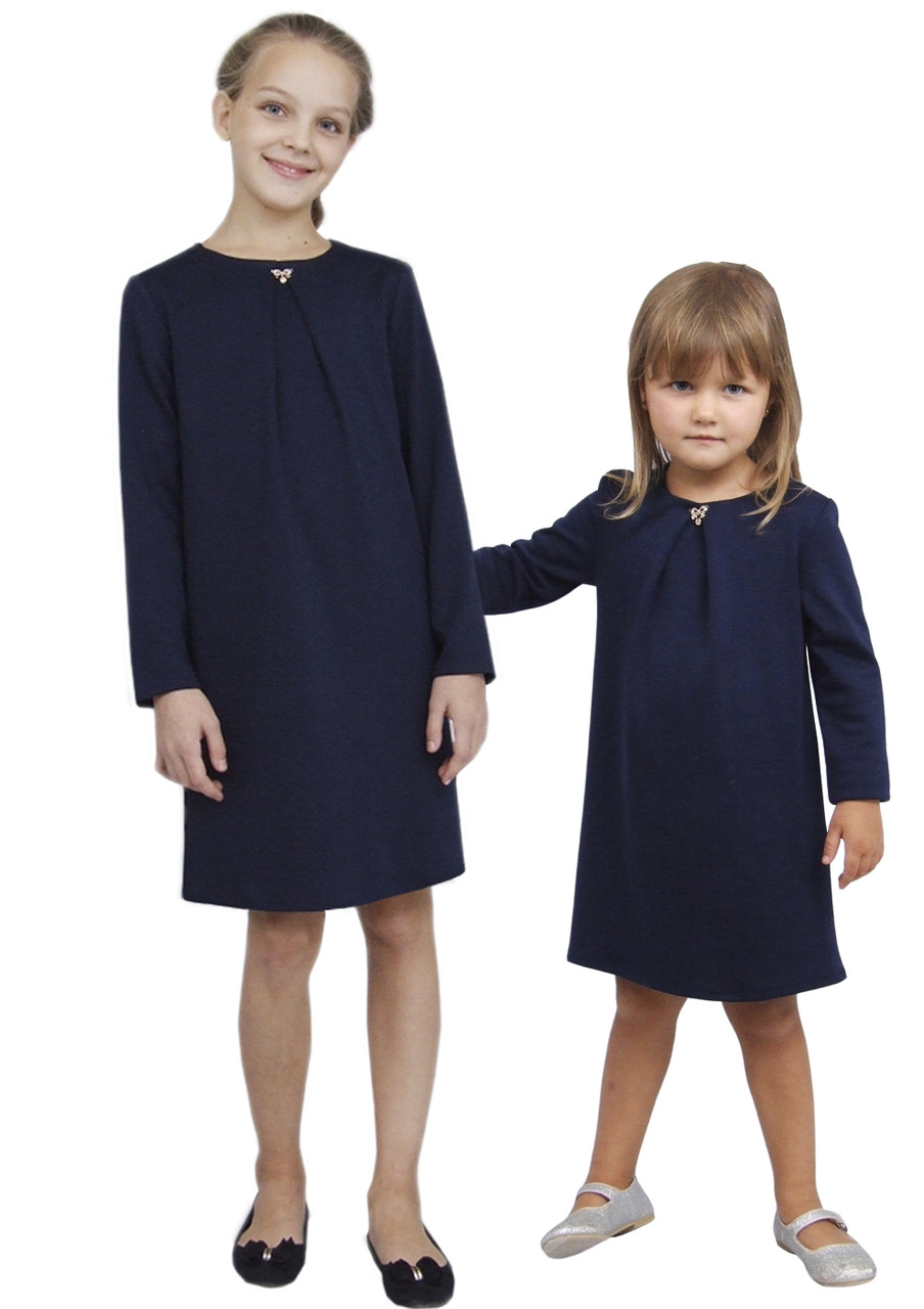 Плаття для дівчинки трикотажне з рукавом пн-1107 розмір 98 104 116 128  синє