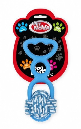 Іграшка для собак Мотузкова куля з гумовою ручкою Pet Nova 20 см синій
