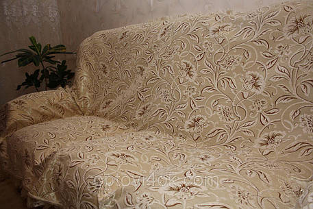 Дивандеки на великий диван і два крісла Орхідея беж, фото 2