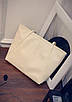 Велика, зручна жіноча сумка молочного кольору, фото 3