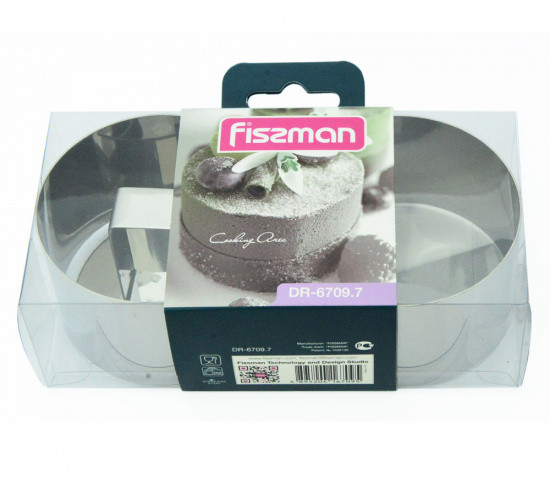 Набір з нержавіючої сталі, з 2-ма кулінарними кільцями 7х4.5см і пресом Fissman, фото 1