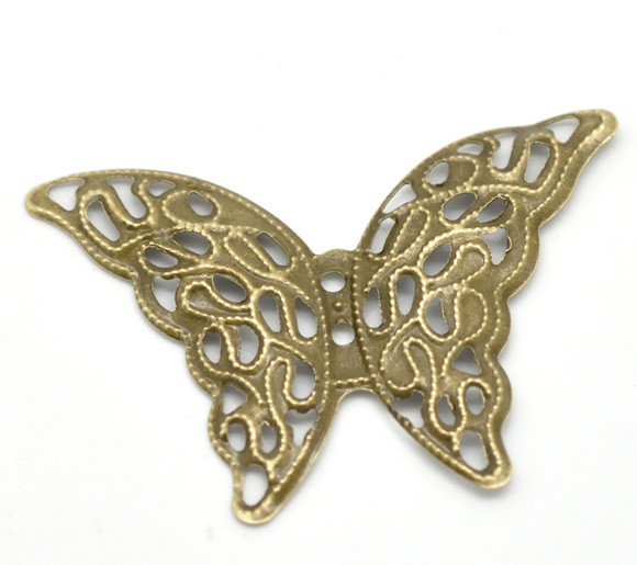 Конектор " Метелик ", 4.1 cm x 2.9 cm, Ажурна, Антична бронза, фото 1
