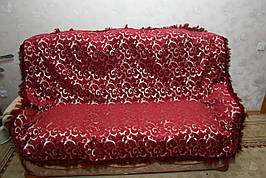 Набір покривав гобеленових Супер Макс на ліжко і крісла Вензель дрібний бордовий