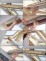 Мансардне вікно Velux ручка зверху з окладом